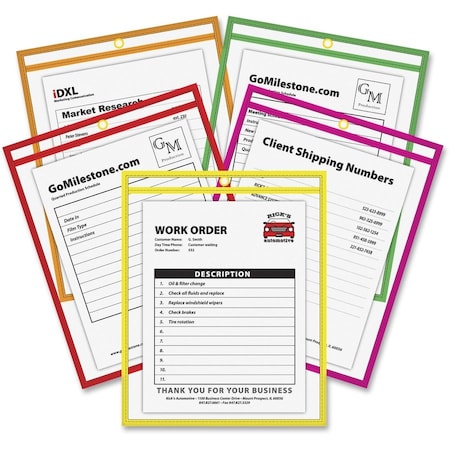 C-Line Products Shop Ticket Holder, 9"x12", Metal Eyelet, 10/PK, Assorted 10PK CLI43920